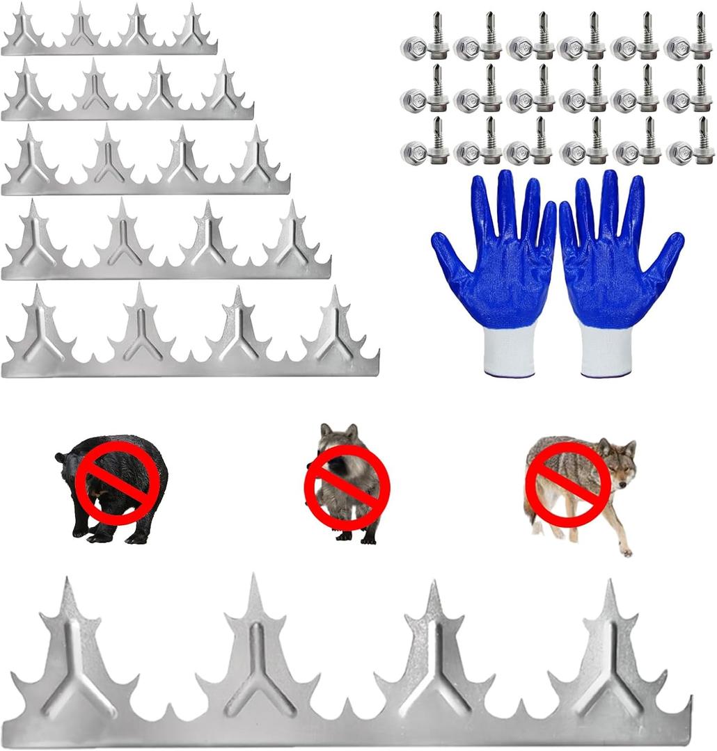 Anti Climbing Decorative Deterrent Fence Metal Spikes Fence Nails(6 Pieces 74 inches) Strong Silver Galvanized Steel Plate to Prevent Bears Coyotes and Thieves from Intruding Protect The Safety of