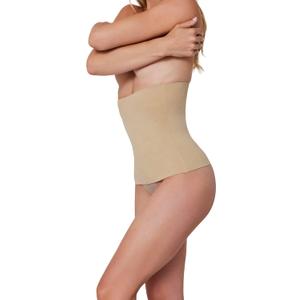 BUMPSUIT Postpartum Waist Trainer for Women Lower Belly Fat, Seamless Elastic Fabric Pull Up Style Tummy Control Shapewear (Small, Beige)
