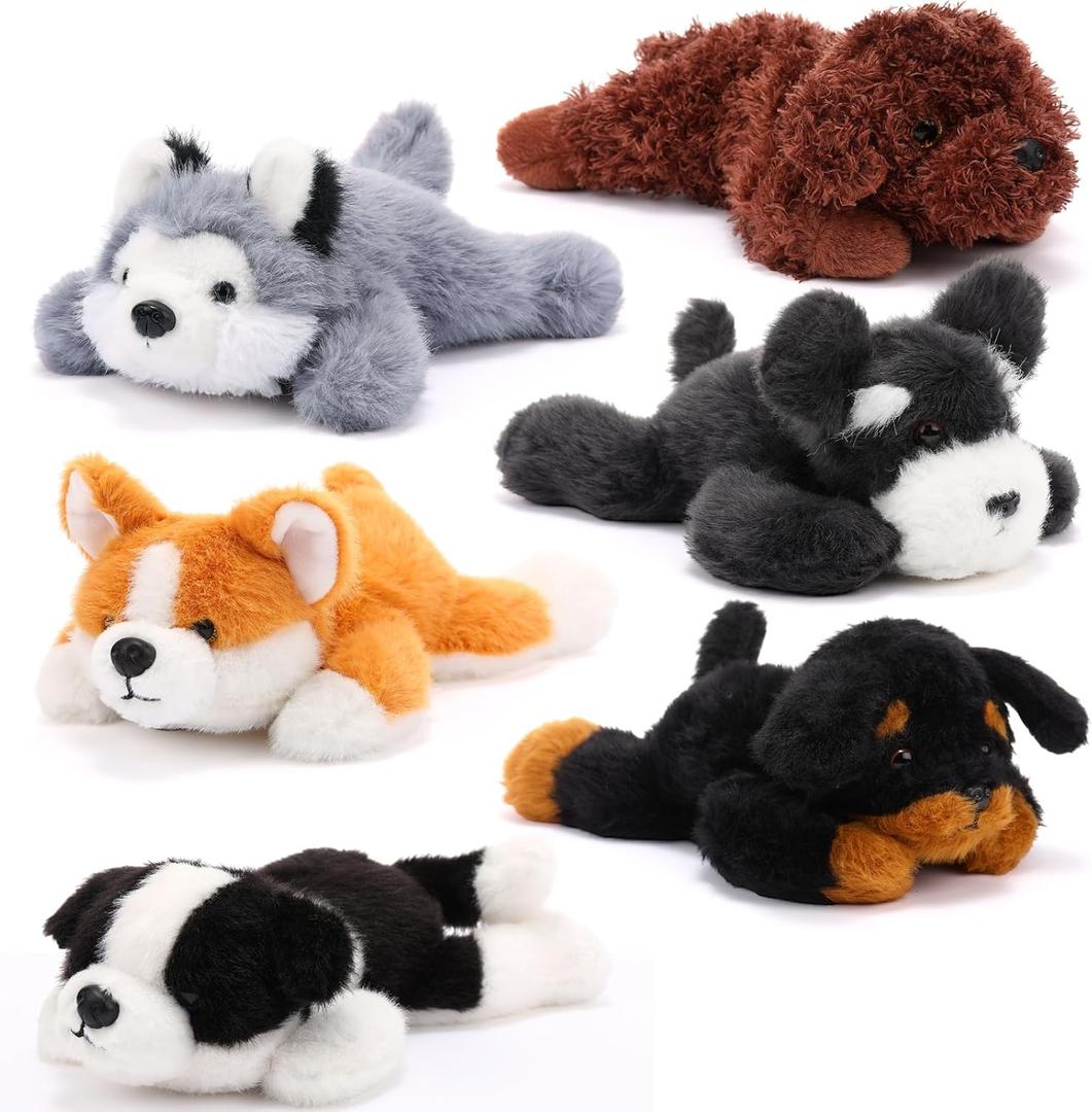 6 Pcs 8 Inch Stuffed Animal Plush Dog Puppy Soft Plush Pillow Toy Fluffy Puppy Set for Kids Girls Dog Theme Party Favor Birthday Baby Room Home Decor(Classic Color,Lovely)