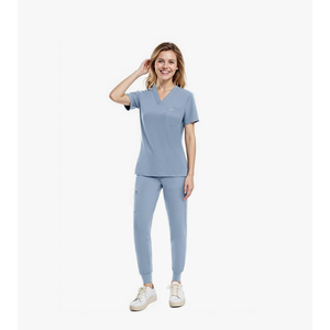 Scrubs for Women Set, V-Neck Scrub Top & Joggers Pants Sets, Slim Quick-dry Anti Wrinkle Yoga Waistband. Size Medium