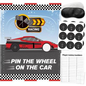 Cars Party Games, Pin The Wheel On The Car, Race Car Party Birthday Party Decorations Supplies Decor for Families Adult Groups