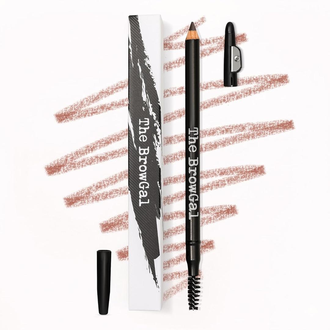 The BrowGal Eyebrow Pencil with Spoolie & Built in Sharpener - Shade 05 Taupe - Waterproof & Buildable Brow Pencil with Hair Like Strokes - Natural Looking, Soft Finish