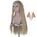 Yan Dream Men Braids Prestyled Wigs Long Straight Elf Wig Ash Blonde Cosplay Costume Halloween Parties Anime Wig