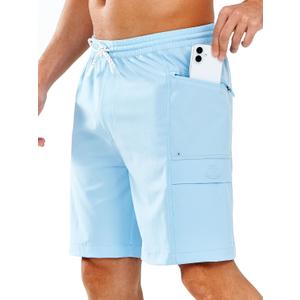 NORTHYARD Mens Swim Trunks Board Shorts 9 Inch Bathing Suit Swimwear Quick Dry Beach Short with Zipper Pocket - No Mesh Liner (Blue, XXXL)