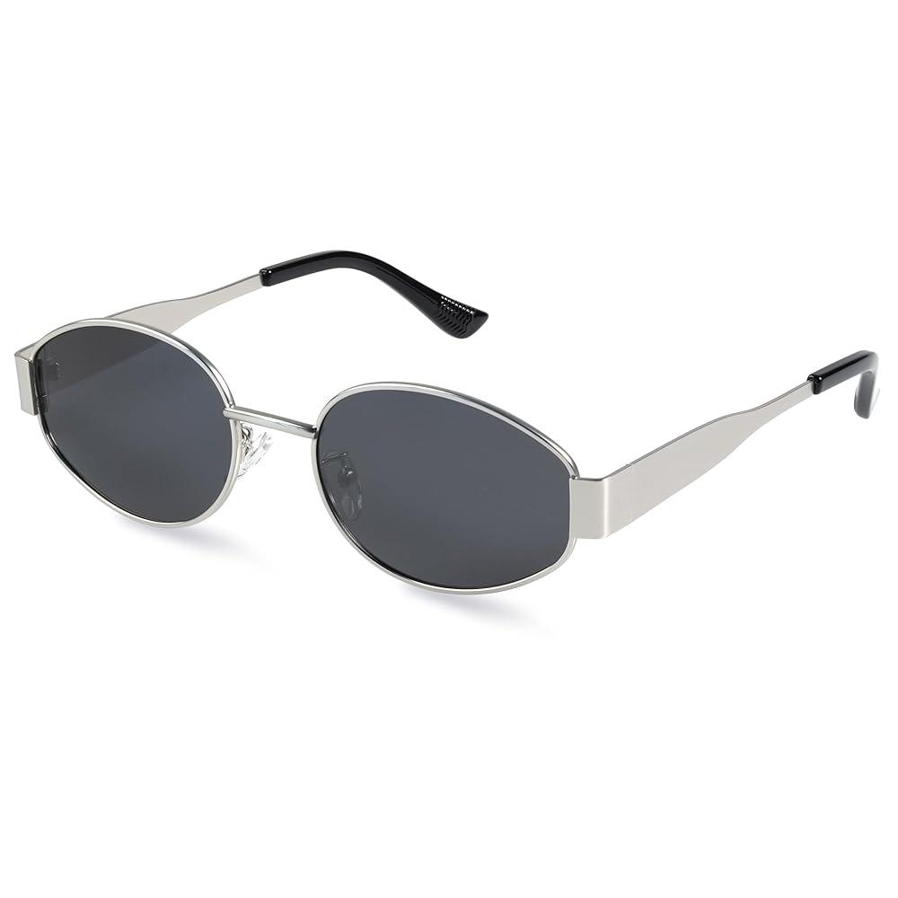 livho Retro Polarized Sunglasses - UV400 Protection, Oval Shape, Metal Frames - Matching Soft Case Inlcuded