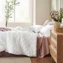 Bedsure Full Comforter Set - White Comforter, Boho Tufted Distressed Vintage Bedding for Kids, 3 Pieces Farmhouse-Style Bed Set for All Seasons, Fluffy Soft Bedding with 2 Pillow Shams