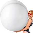 2 Pcs 6.5 Feet White Giant Beach Ball Large Inflatable Ball Swimming Pool Party Ball for Summer Beach Massive Beach Decorations Supplies for Water Games Birthday Pool Party