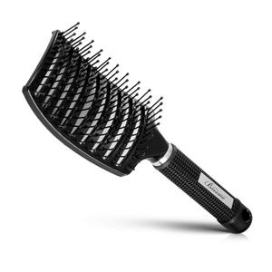Hair Brush, Professional Curved Vented Brush for Faster Blow Drying for Women, Men, Paddle Detangling Brush for Wet Dry Curly Thick Straight Hair (Black)