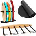 Hang 11 Vertical Surfboard Rack - Surf Racks for Wall, Sustainable Hardwood Surf Board Holder with Rubber Mat, Surfboard Wall Mount, Paddle Board & SUP Garage Storage (6 arms / 5-6 boards)