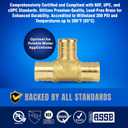 New Age America 25pcs 1/2" Tee PEX Fittings AquaFlow 360 | 25 PC | Brass | Barb PEX Fittings for Pipe | Lead-Free Brass | NSF, UPC, CUPC, ASTM F1807 Certified