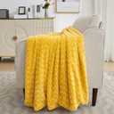 Double-Sided Faux Fur Throw Blanket, Fuzzy Soft Plush Thick Warm Fluffy Shaggy Fuzzy Blanket for Couch, Sofa, Bedroom, Luxury Blanket Valentines Day Gifts for Her, Yellow, 50"x60"