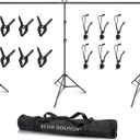 SLOW DOLPHIN Photo Video Studio 20ft (Wide) x 10ft (Tall) Heavy Duty Adjustable Width & Length Photography Backdrop Stand Background Support System Kit with Spring Clamps, Backdrop Clips, Carry Bag