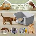 Low Entry Small Litter Box for Kittens, Kitty Plastic Litter Boxes, Open Top, Anti-Splash High Sided Litter Tray Pan for Medium Pets, Puppy, Easy to Clean, 15.7" L*11.8" W*6.7" H (Grey)