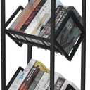 with 360Rotation Wheels 3-Tier Metal Book Carts,Used for Study Rooms, Living Rooms, Sofas, and Beds Library Cart, Slanted Bookshelf Study Rooms