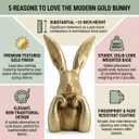 Pure Compression Easter Bunny Decor for Home - Gold Brass Thinking Bunnies Figurines Statues Home Decor - Spring Decorative Rabbits