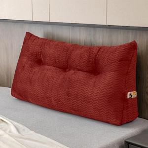 ZOEMO Large Bolster Triangular Headboard Wedge Backrest Positioning Support Bed Rest Reading Pillows Headboard Wedge Pillows for Day Bed with Removable Cover, Red