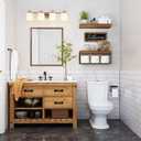 QEEIG Bathroom Shelves Over Toilet - Paper Storage Wall Mounted Farmhouse Decor Decorations Aesthetic Dcor Sign Small Floating Shelf 2+1 Set 16 inch, Rustic Brown (020BN)