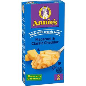 Annie's Macaroni and Classic Cheddar with Organic Pasta, Made with Real Cheese, Dinner Side or Snack, 6 oz, Pack Of 12, BBD May 04 2027