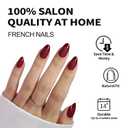 Soft Gel Red Press on Nails Almond - Christmas Short Nails with Glossy French Tips in a Matte Finish, Stick on Nails with Glue in 16 Sizes - 32 Reusable Fake Nails for Women, Ancora