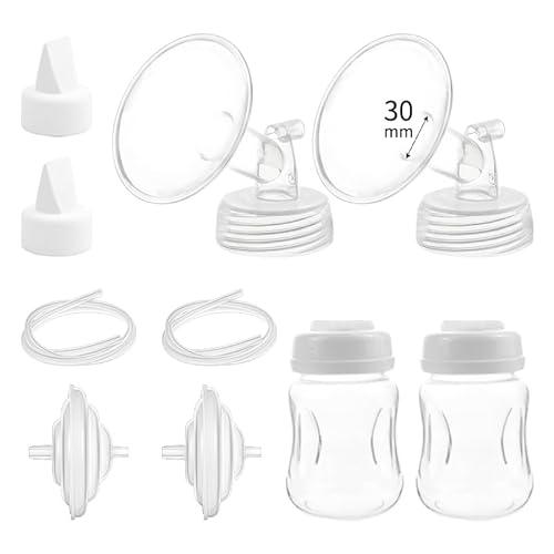 Momstouch Pump Parts Compatible with Spectra S1/S2/9 Plus, Not Original Accessories, Full Set Replacements Include 30mm Flange, Duckbill Valve, Backflow Protector, Tubing and Bottle, Full Set-30mm