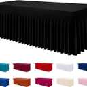 Smiry Spandex Tablecloth, Elastic Fitted Stretch Tablecloth for 6FT Rectangle Tables, Waterproof Washable Table Cover Skirt for Outdoor, Wedding, Banquet & Parties (Black, 72Lx30Wx30H Inch)