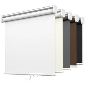 LazBlinds No Drill Cordless Roller Shades, 25x72, White | 100% Blackout Roller Blinds for Windows, Thermal Insulated UV Protection Waterproof Roll Up Window Blinds and Shades