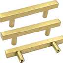 Goldenwarm 40 Pack Gold Cabinet Handles 3"(76mm) Brushed Brass Cabinet Pulls T Bar Drawer Pulls for Kitchen Cupboard & Drawer Hardware