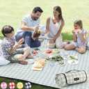 ZAZE Extra Large Picnic Outdoor Blanket, 80''x80'' Waterproof Foldable Blankets Gingham Picnic Mat for Beach, Camping Grass Lawn Park Accessories Cute Couple Gifts Ideas Wedding Registry(Green White)