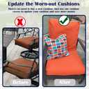 FLYMEI Patio Cushion Covers 24x24x4 Waterproof Outdoor Cushion Cover Replacement 4Packs Outdoor Seat Cushion Slipcover for Rattan Chair Sofa, Orange