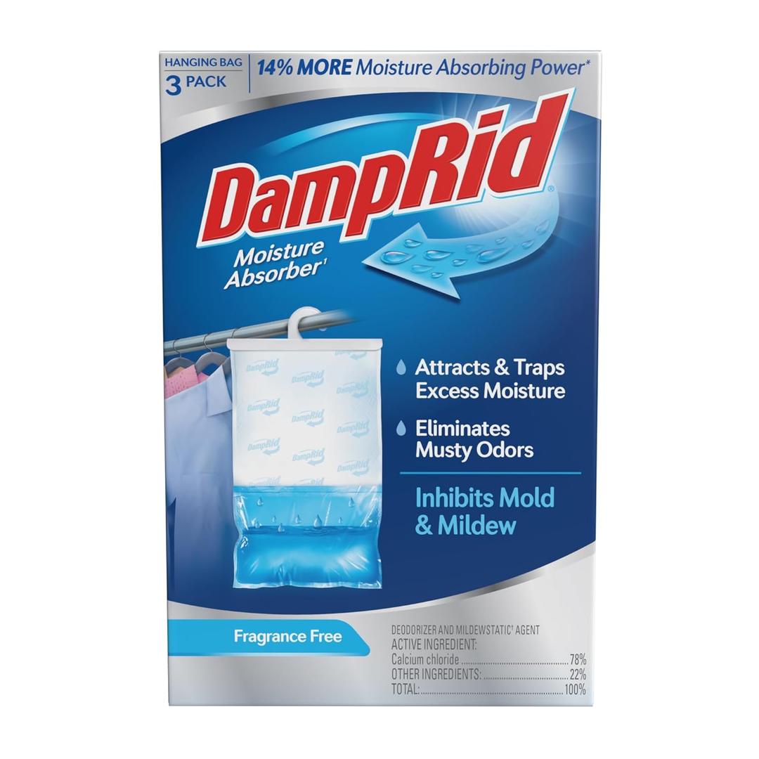 DampRid Fragrance Free Hanging Moisture Absorber, 16 oz., 3 Pack - Eliminates Musty Odors for Fresher Air, Ideal Moisture Absorbers for Closet, 14% More Moisture Absorbing Power