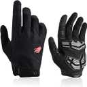 FIRELION Cycling Gloves for Men/Women - Full Finger/Half Finger Padded Bicycle Gloves with Non-Slip, Shock-Absorbing Touchscreen Technology for MTB, DH, Road Racing & Outdoor Use (Large)