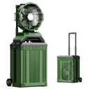 Veubew Portable Misting Fan with 30L Bucket, 30000mAh Rechargeable Battery Powered, 12Hrs Mist Rechargeable Fans, 4 Strong Winds, 4 Spray Mister, 3 Lighting Settings for Outdoor, Camping, Patios