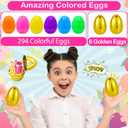 [6 Golden Eggs] 300 PCS 2.4" Fillable Plastic Easter Eggs Empty Easter Eggs Colorful Plastic Eggs Bulks for Kids Teens Boys Girls Easter Basket Stuffers Hunt Easter Party Favor