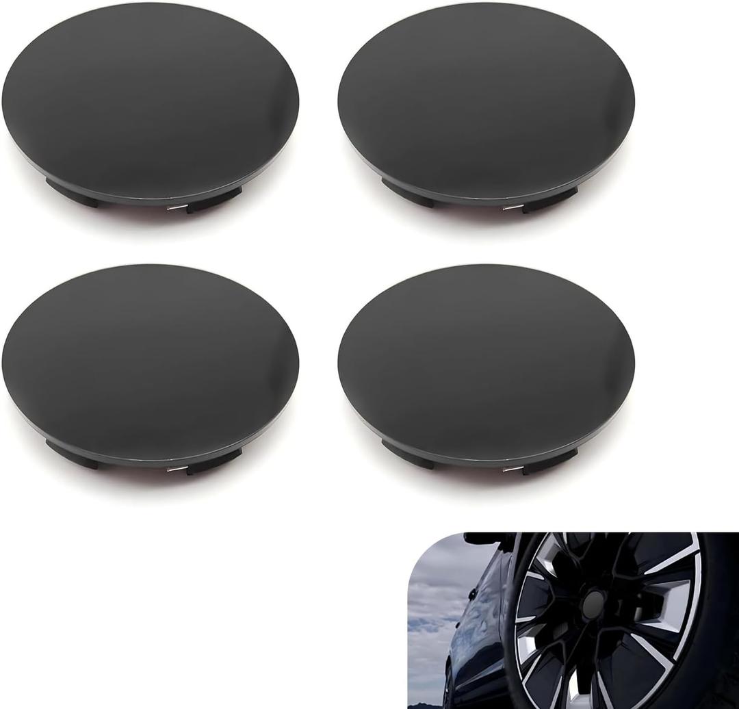 4 PCS Wheel Center Caps, Snap-in Wheel Rim Hub Caps, OD 60MM/2.36In ID 56MM/2.2In Modified Car Rim Cover Replacements, Universal Vehicle Center Cap Accessories (Black)