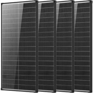 400 Watt Solar Panel,4pcs 100W Bifacial Solar Panels 18V 18BB N-Type A+ Cell 25% High Efficiency 100Watt Solar Panel for Rooftop RV Farm Trailer Marine Home Off-Grid System (100W*4PCS Bifacial)