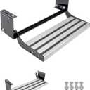 1-Step Manual Retractable RV Steps, 450lbs Capacity with 5mm Carbon Steel Frame & Anti-Slip Aluminum Pedals, Locking Limit Switch Design for Campers, Trailers, RVs (Sliver)