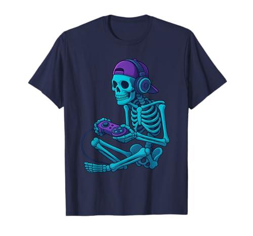 Funny Skeleton Video Game Halloween Gaming Gamer Boys Men T-Shirt, Size Small