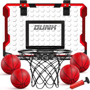 TEMI Indoor Basketball Hoop for Kids, Door Room Basketball Hoop,Mini Basketball Hoop with 4 Balls, Basketball Toys for 3 4 5 6 7 8 9 10 11 12 Year Old Boys