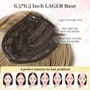 Ms Taj Hair Topper 12 Inch Hair Toppers for Women with Thinning Hair 6.5"x6.5" Large Base Synthetic Hair Topper with Bangs Fiber Wiglets Ladies Toppers Hair Pieces for Women-Ombre Dark Blonde