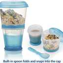 Cereal On The Go, Cup Container Breakfast Drink Milk Cups Portable Yogurt and Travel To-Go Food Containers Storage With Spoon(Blue)