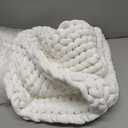 YnM Cooling Chunky Throw Blanket, Medium-Weight, Hand Knitted, Skin Friendly, Ventilated and Breathable, Machine Washable, Home Dcor Piece for Couch, Sofa and Bed (White, 40x50 Inch)