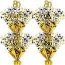 Tatuo 4 Pcs Metallic Foil Spray Centerpiece Happy 30th 40th 50th 60th 70th 80th Years Centerpiece Table Decorations for Black and Gold Birthday Anniversary Wedding Party Table Decor (80th Birthday)
