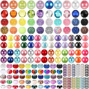 Huquary 270 Pcs Beads for Pens Rhinestone Bubblegum Beads Mixed Crystal Resin Sugar Chunky for Beadable Keychains DIY Craft Jewelry Making Supplies
