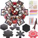 Koogel Explosion Gift Box DIY Exploding Photo Album Preassembled Surprise Picture Pop Up Love Box Gift Set with Scrapbooking Accessories Creative Photo Album Gifts for Anniversary Wedding