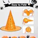 2 x Zando Halloween Kids Witch Hat For Boys Girls Women Star Print Wizard Hat Witch Hat Decoration Witch Accessories (One Size, X Purple & Orange)