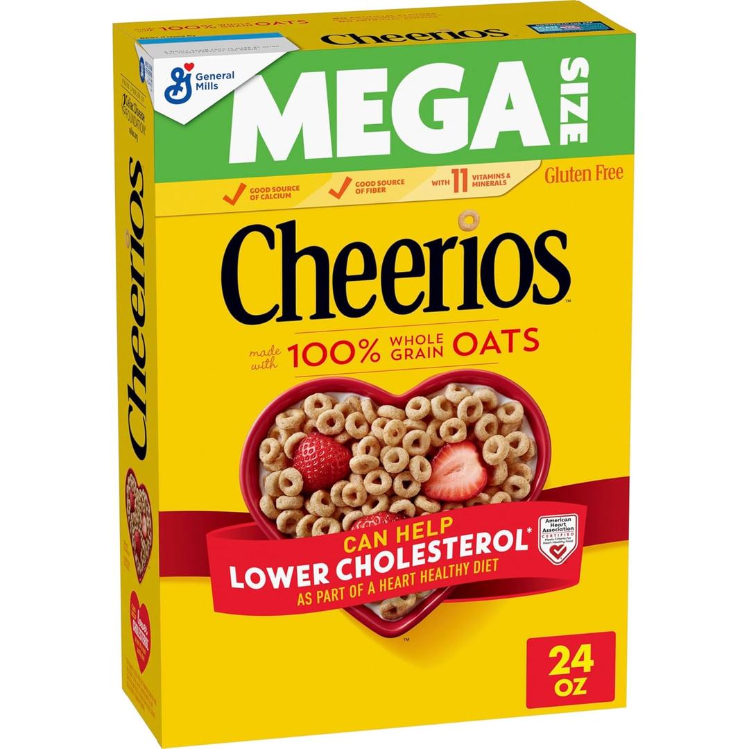 Cheerios, Heart Healthy Gluten Free Breakfast Cereal, Mega Size, 24 oz (24 Ounce (Pack of 1)) BBD 26 JAN 27