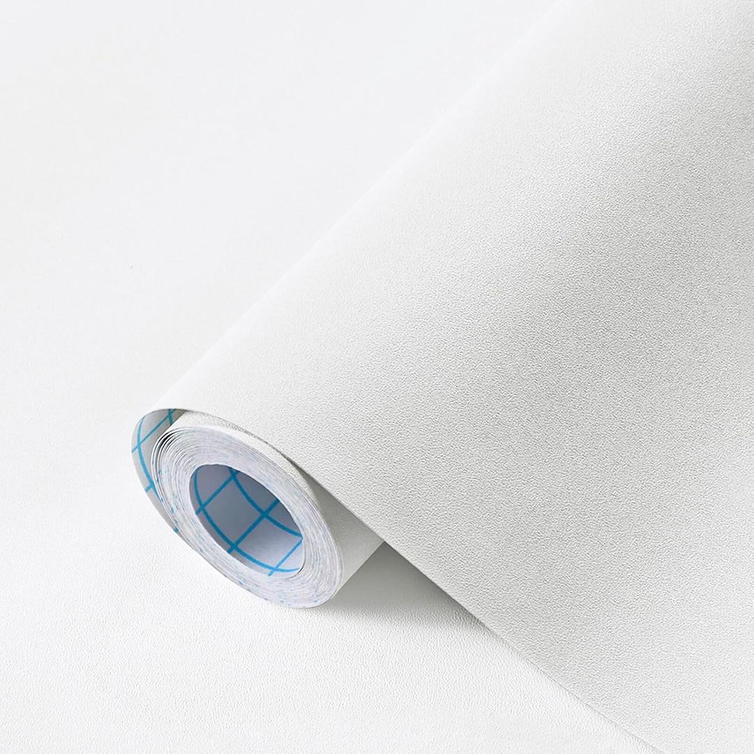 Heroad 17.7 x 118 Peel and Stick Wallpaper Matte White Contact Paper for New Environmentally Friendly Materials Thickening Upgrade Wallpaper for Countertops Bathroom Kitchen Papel Tapiz para Pared