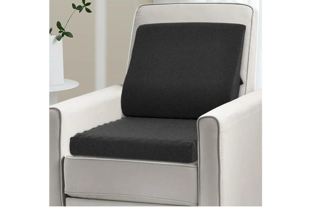 Shinnwa Lumbar Support Pillow for Recliner, Ultra-Soft Foam Back Support Pillow and Egg Crate Foam Seat Cushion 2-in-1 for Couch, Office Chair, for Back Pain Relief, Charcoal