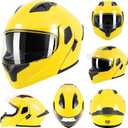 Adult Modular Motorcycle Helmets, DOT Approved Flip up Dual Visor Full Face Helmet for Men Women Moto ATV UTV Snowmobile ADV Four Wheeler Street Bike with Gloves & Mask