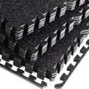 0.56" Thick 48 Sq Ft Rubber Top High Density EVA Foam Exercise Gym Mats Set of 12 - Interlocking Puzzle Floor Tiles for Home Gym Heavy Workout Equipment Flooring - 24 x 24in Tile, Black & Purple